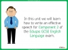 Eduqas GCSE English Language - Writing a Speech Teaching Resources (slide 3/69)